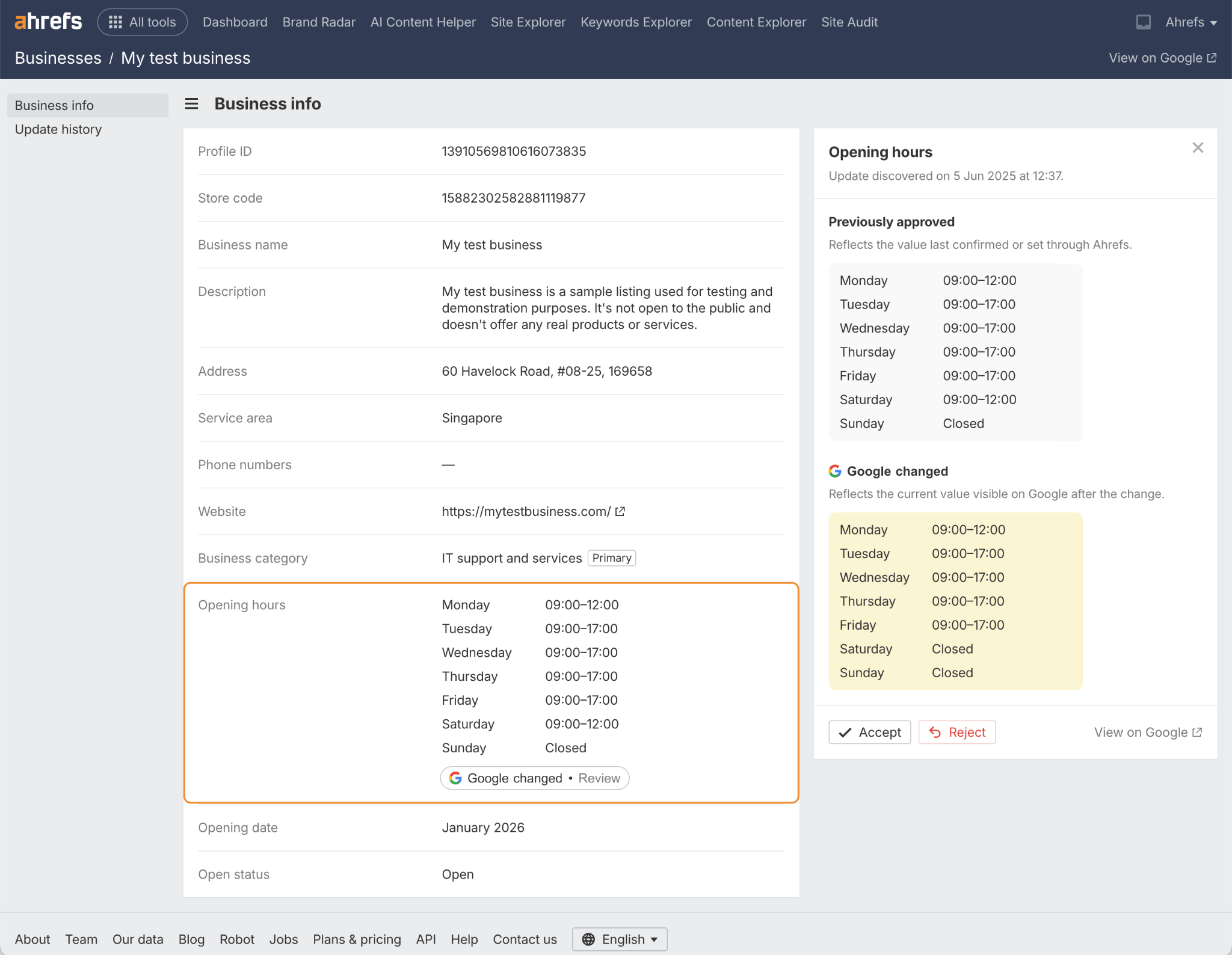 Ahrefs Google Business Profile 监控工具